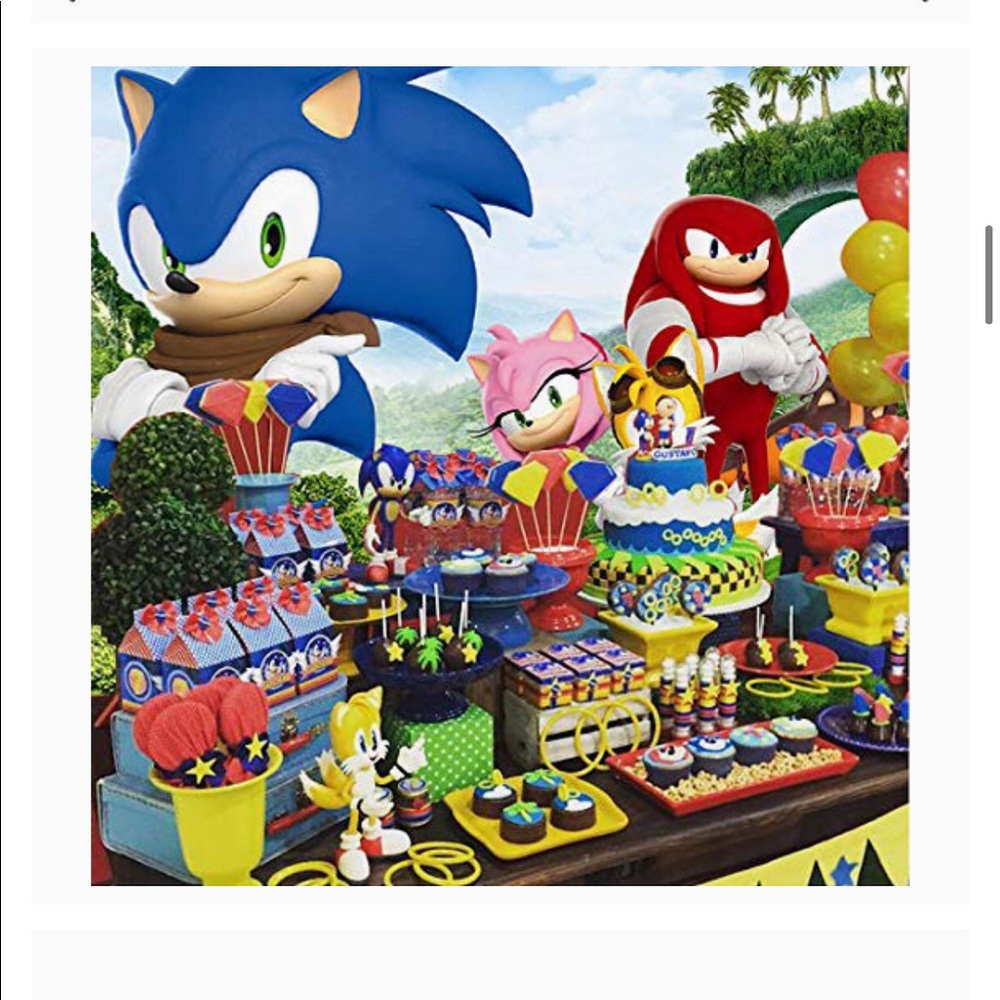 Sonic Backdrop & Cake/Cupcake Topper Bundle